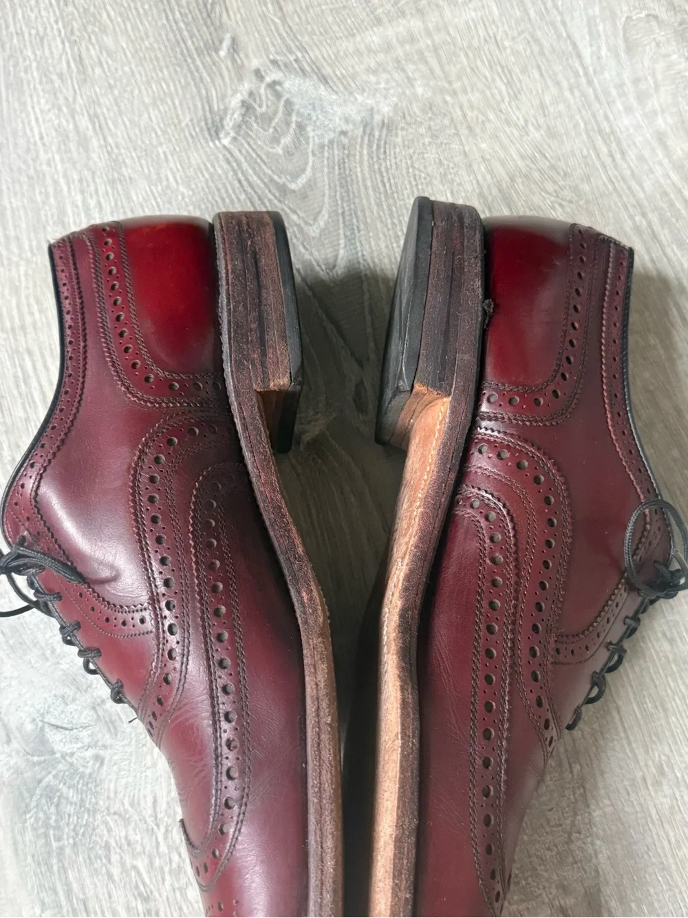Vintage Allen Edmonds McAllister Burgundy Leather Wingtip Oxford Dress Shoes